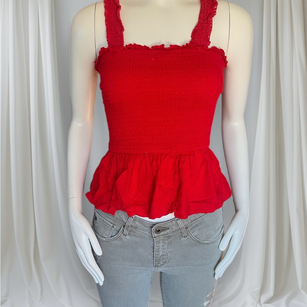 Red Ruffle peplum top - Picture 6 of 8